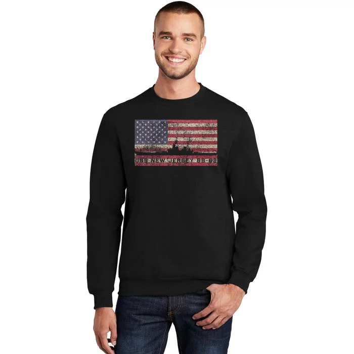 Uss New Jersey Bb62 Ww2 Battleship Usa American Flag Tall Sweatshirt