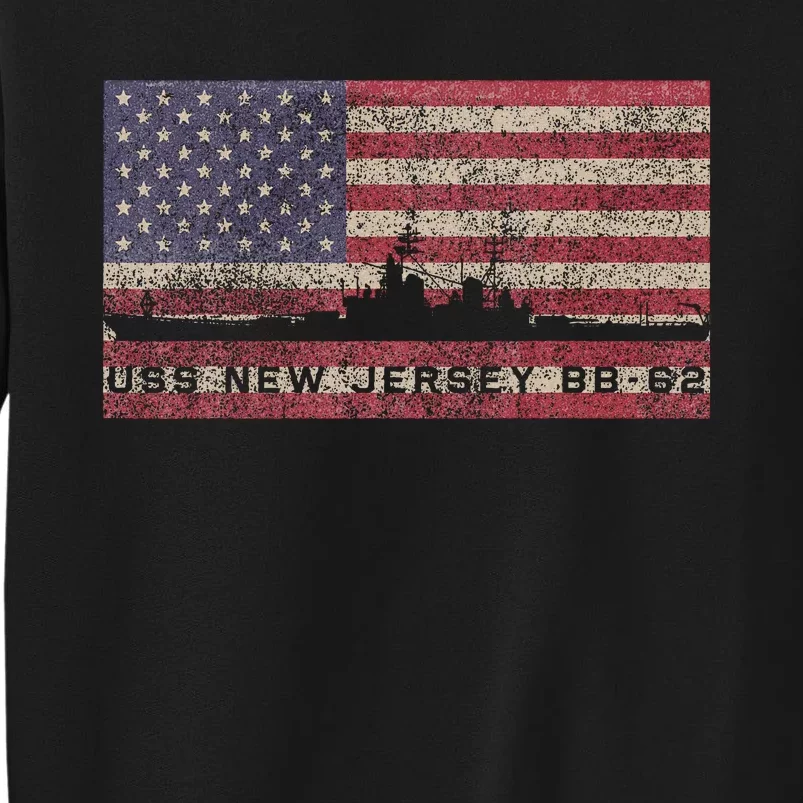 Uss New Jersey Bb62 Ww2 Battleship Usa American Flag Tall Sweatshirt