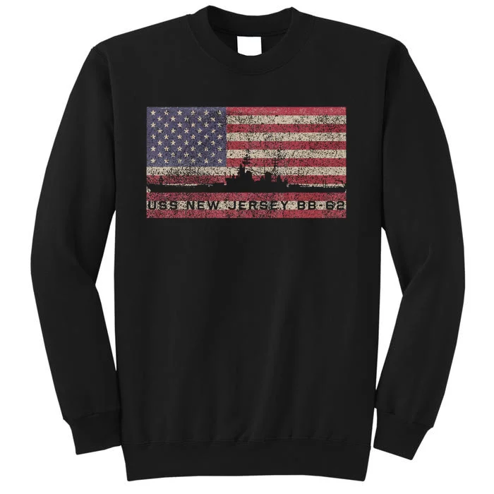 Uss New Jersey Bb62 Ww2 Battleship Usa American Flag Tall Sweatshirt