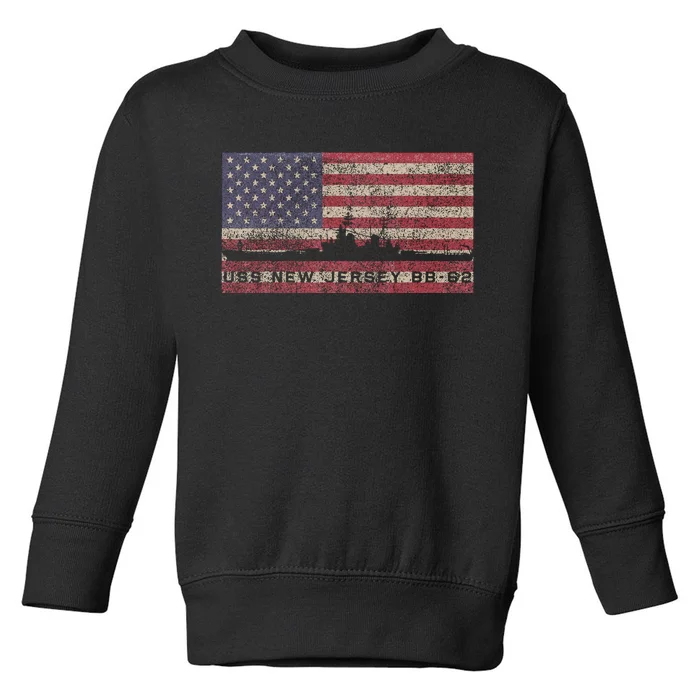 Uss New Jersey Bb62 Ww2 Battleship Usa American Flag Toddler Sweatshirt