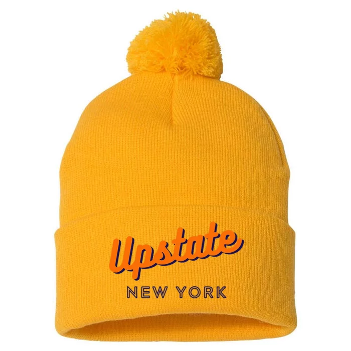 Upstate Ny Love I Love Upstate New York Ny State Hometown Pom Pom 12in Knit Beanie