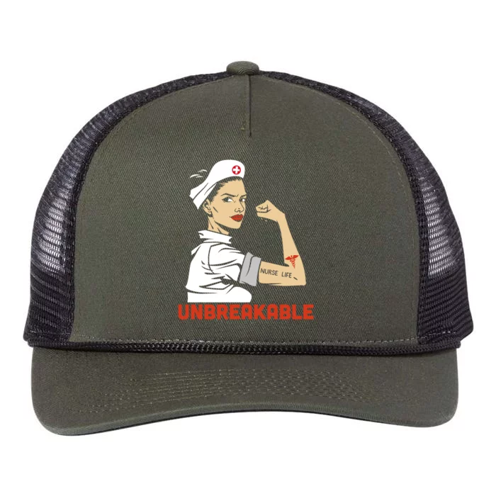 Unbreakable Nurse Life LPN RN Funny Nursing Gift Mothers Day Retro Rope Trucker Hat Cap