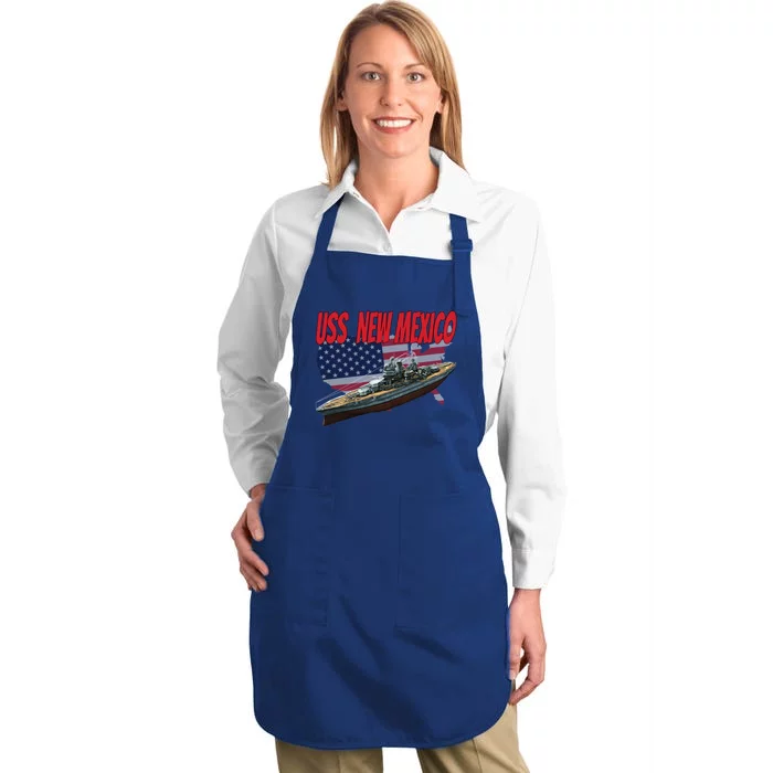 Uss New Mexico Bbgift40 Ww2 War Veteran Battleship Dad Son Boy Gift Full-Length Apron With Pocket