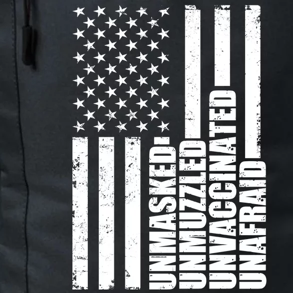 Unmasked Unmuzzled Unvaccinated Unafraid US Flag Daily Commute Backpack