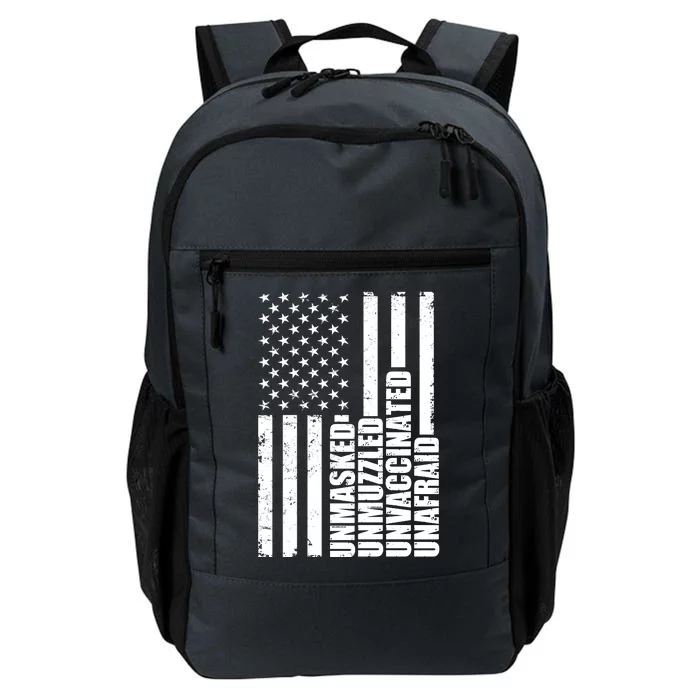 Unmasked Unmuzzled Unvaccinated Unafraid US Flag Daily Commute Backpack