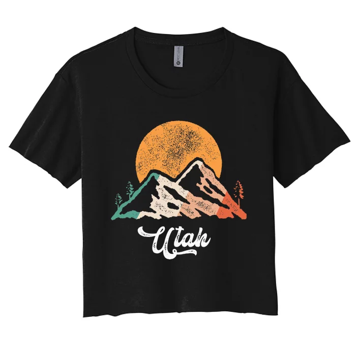 Utah Nature National Park Sunset Mountains Utah Women's Crop Top Tee