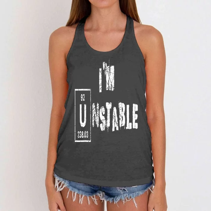 Unstable Nuclear Physics Chemistry Science Uranium Funny Women's Knotted Racerback Tank