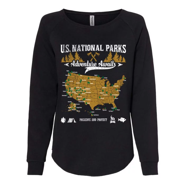 Us National Parks Adventure Awaits Cute Gift Hiking And Camping Lover Gift Womens California Wash Sweatshirt