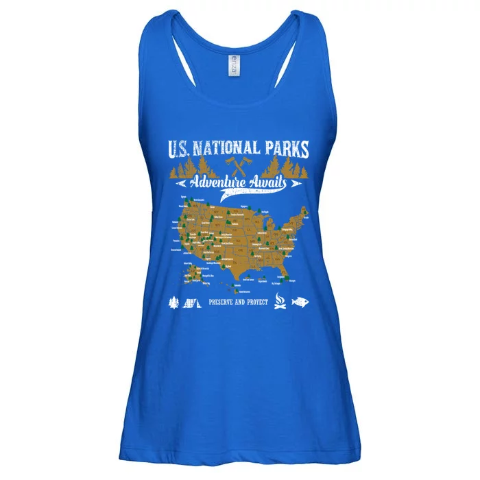 Us National Parks Adventure Awaits Cute Gift Hiking And Camping Lover Gift Ladies Essential Flowy Tank