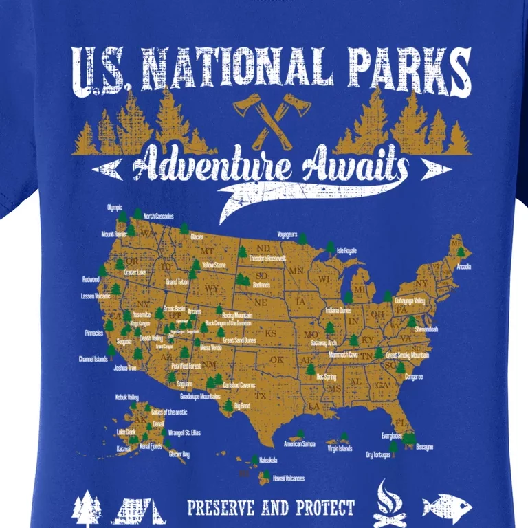 Us National Parks Adventure Awaits Cute Gift Hiking And Camping Lover Gift Women's T-Shirt