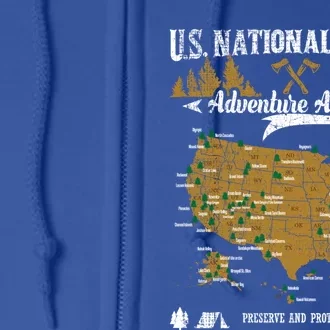 Us National Parks Adventure Awaits Cute Gift Hiking And Camping Lover Gift Full Zip Hoodie