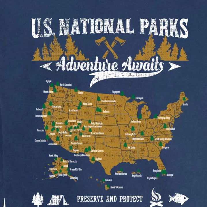 Us National Parks Adventure Awaits Cute Gift Hiking And Camping Lover Gift Garment-Dyed Sweatshirt