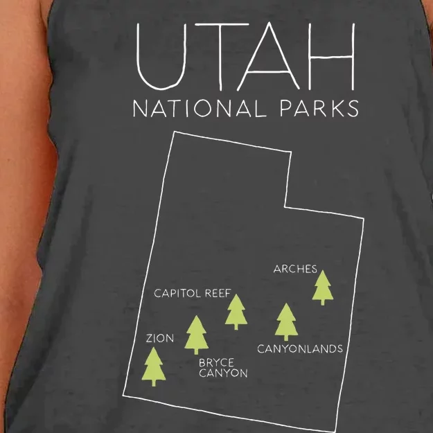 Utah National Park Map Zion Bryce Canyon Arches Canyonlands Women's Knotted Racerback Tank