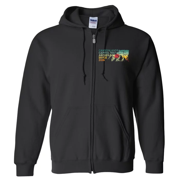 Utah National Parks Moab Utah Mighty Five Souvenir Full Zip Hoodie