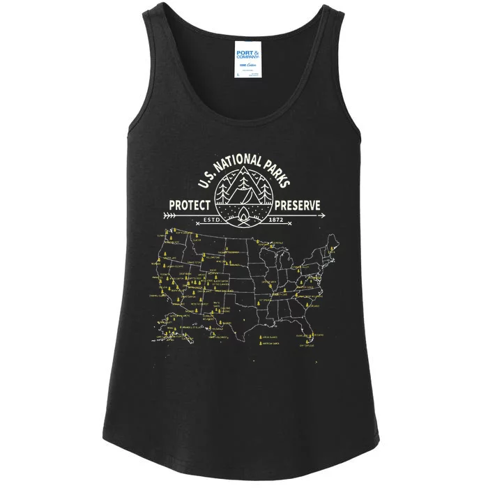 U.S. National Park Camping All 63 US National Parks Map Ladies Essential Tank