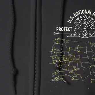 U.S. National Park Camping All 63 US National Parks Map Full Zip Hoodie