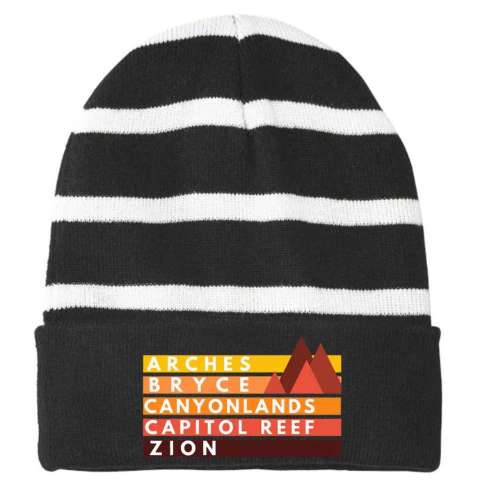 Utah National Parks Utah's Mighty Five Souvenir NPS Moab Striped Beanie with Solid Band