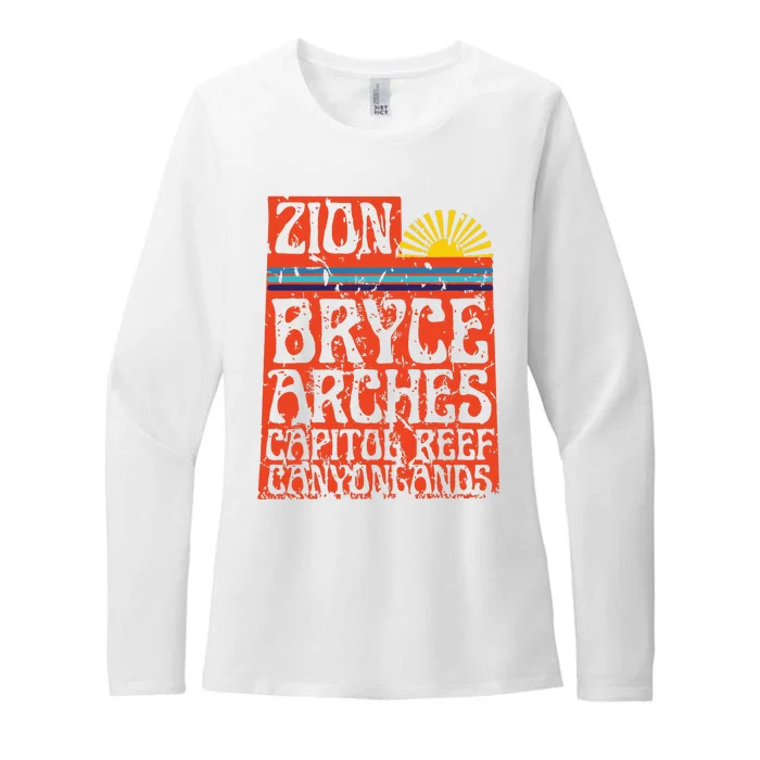 Utah National Parks Zion Arches Bryce Canyonlands State Map Womens CVC Long Sleeve Shirt