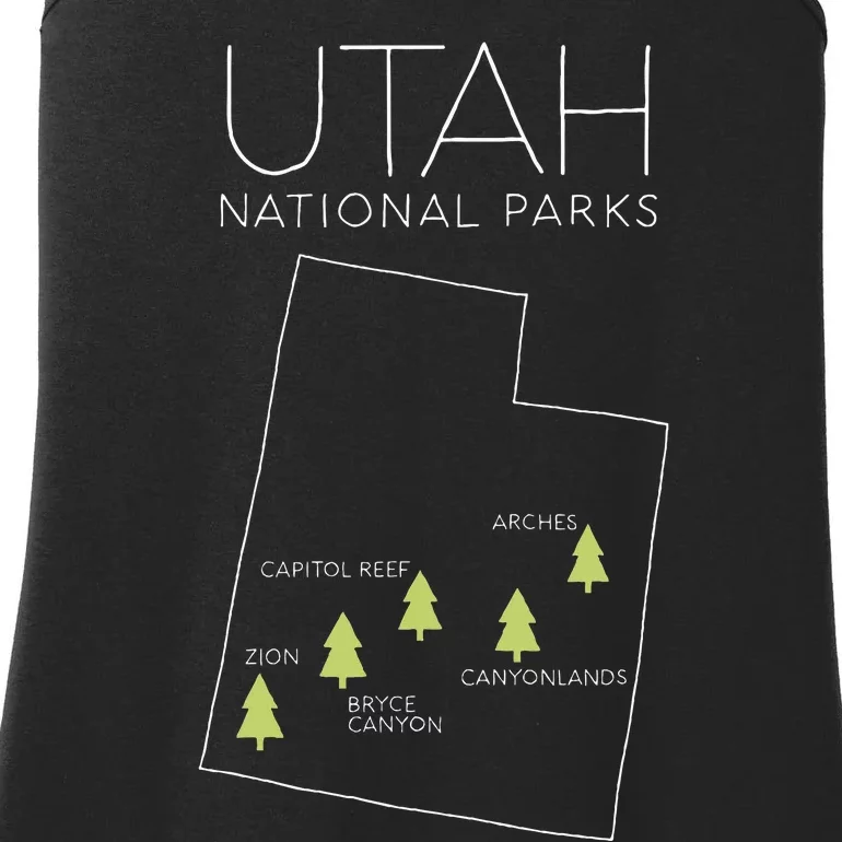 Utah National Park Map Zion Bryce Canyon Arches Canyonlands Ladies Essential Tank