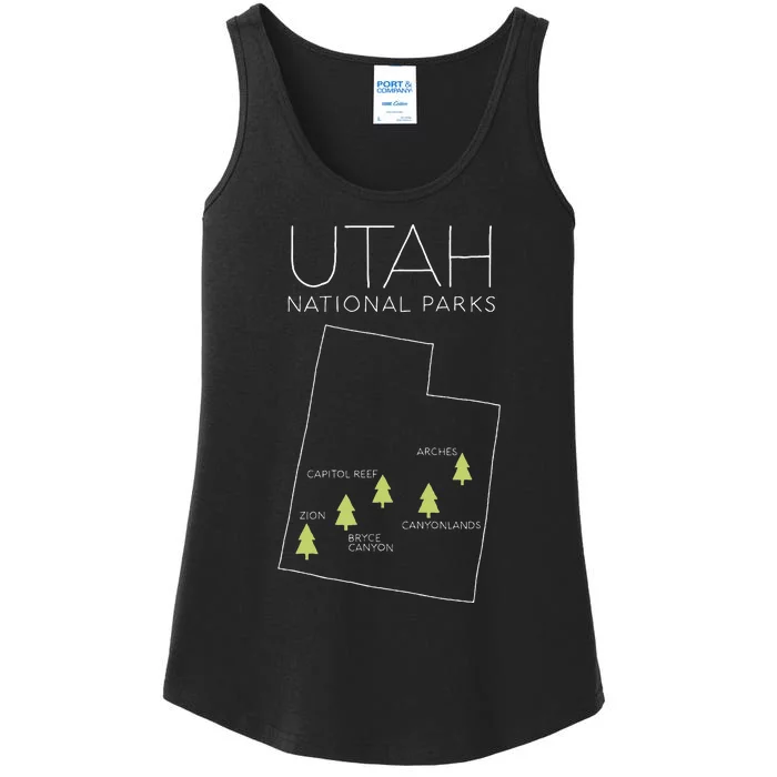 Utah National Park Map Zion Bryce Canyon Arches Canyonlands Ladies Essential Tank