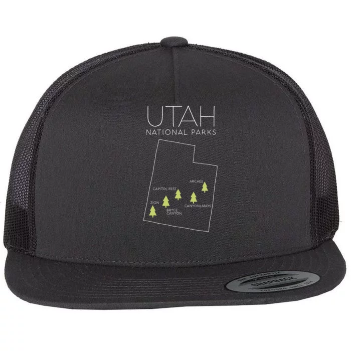 Utah National Park Map Zion Bryce Canyon Arches Canyonlands Flat Bill Trucker Hat