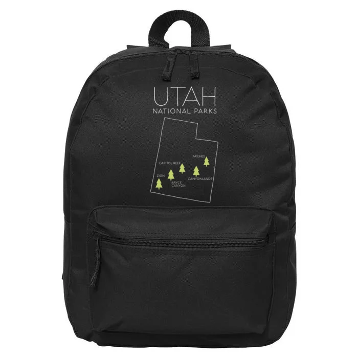 Utah National Park Map Zion Bryce Canyon Arches Canyonlands 16 in Basic Backpack