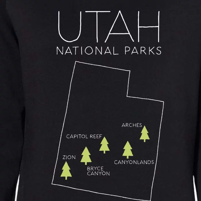 Utah National Park Map Zion Bryce Canyon Arches Canyonlands Womens California Wash Sweatshirt