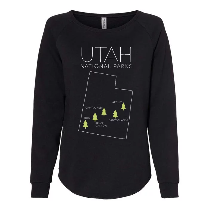 Utah National Park Map Zion Bryce Canyon Arches Canyonlands Womens California Wash Sweatshirt