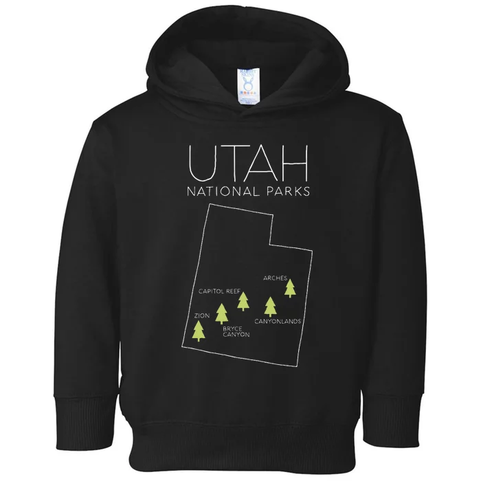 Utah National Park Map Zion Bryce Canyon Arches Canyonlands Toddler Hoodie