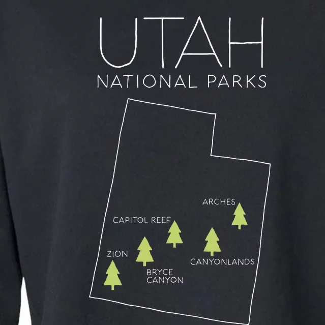 Utah National Park Map Zion Bryce Canyon Arches Canyonlands Cropped Pullover Crew