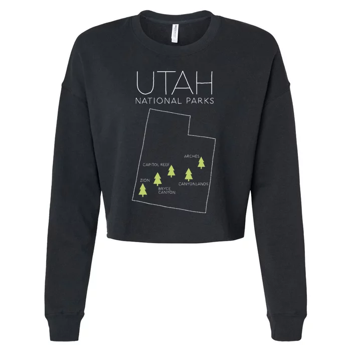 Utah National Park Map Zion Bryce Canyon Arches Canyonlands Cropped Pullover Crew