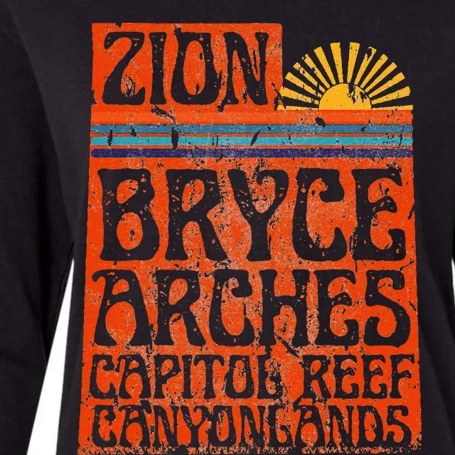 Utah National Parks Zion Arches Bryce Canyonlands State Map Womens Cotton Relaxed Long Sleeve T-Shirt