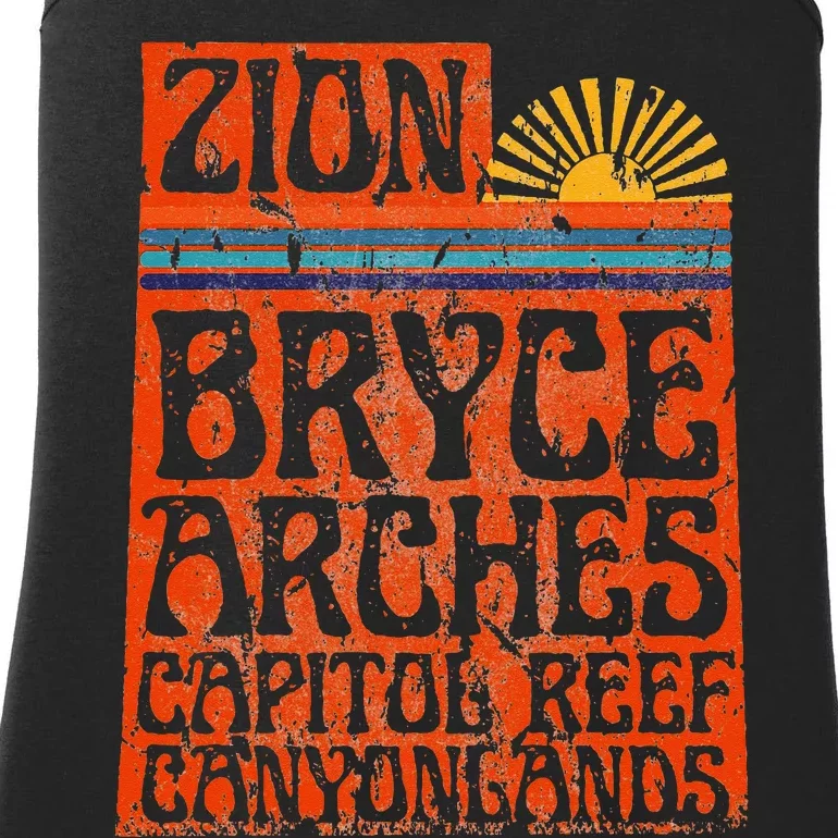 Utah National Parks Zion Arches Bryce Canyonlands State Map Ladies Essential Tank