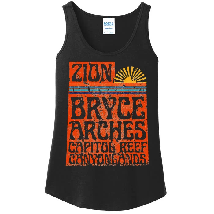 Utah National Parks Zion Arches Bryce Canyonlands State Map Ladies Essential Tank