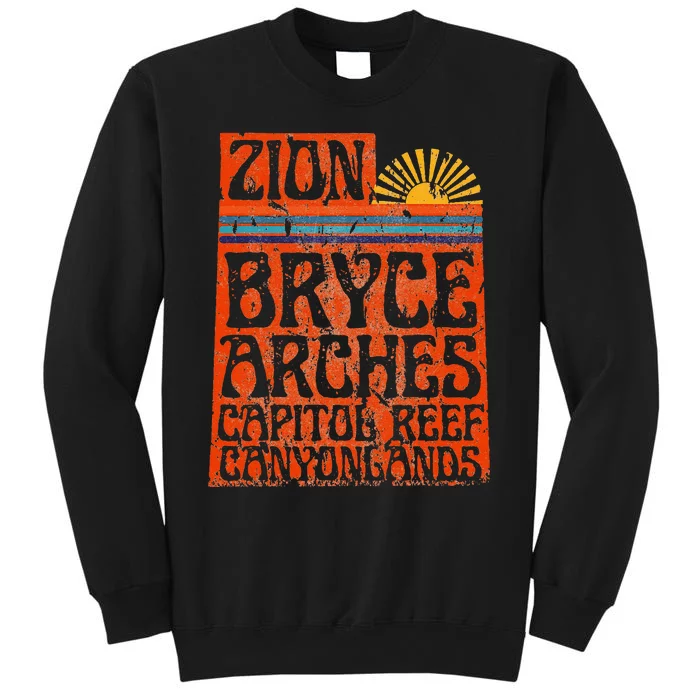 Utah National Parks Zion Arches Bryce Canyonlands State Map Tall Sweatshirt