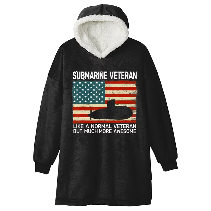 US Navy Submarine Veteran USA Flag Vintage Submariner Hooded Wearable Blanket