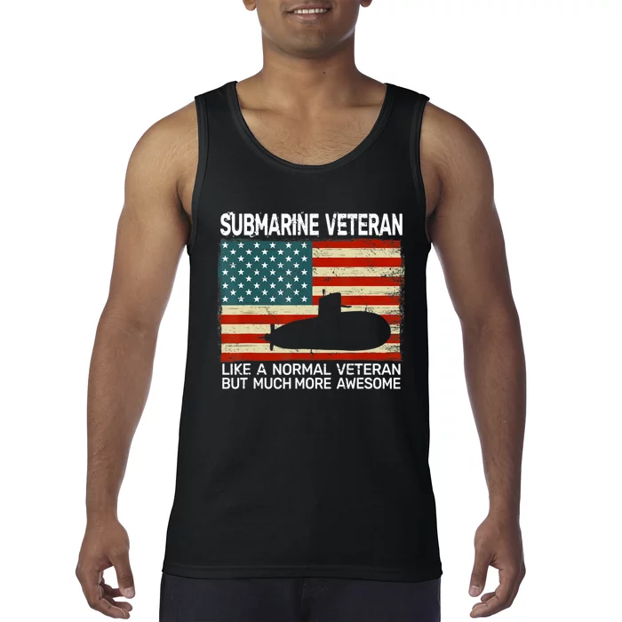 US Navy Submarine Veteran USA Flag Vintage Submariner Tank Top