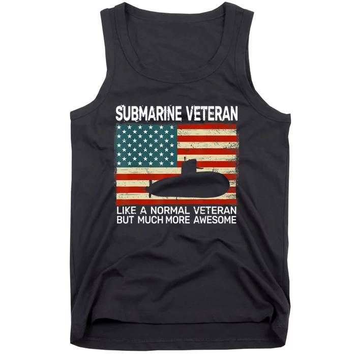 US Navy Submarine Veteran USA Flag Vintage Submariner Tank Top