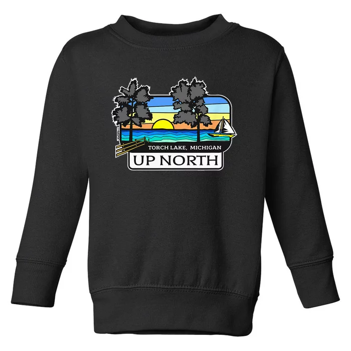 Up North Torch Lake Michigan Toddler Sweatshirt