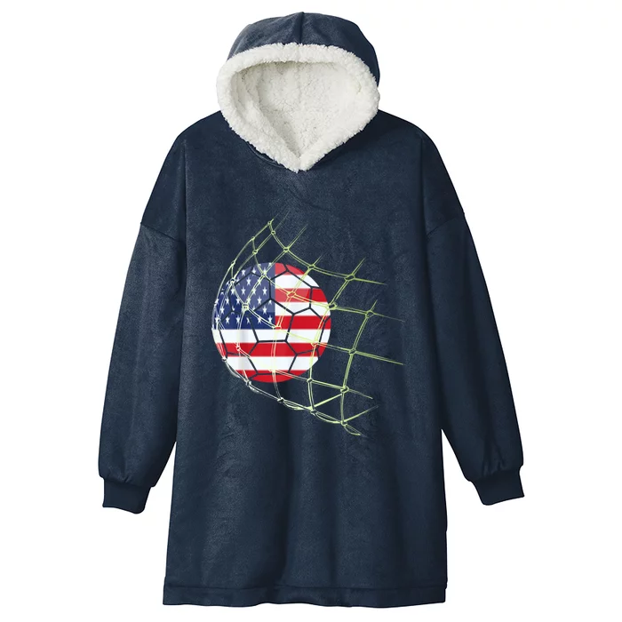 USA  National Team Soccer Jersey 2022 American Ball Flag Hooded Wearable Blanket