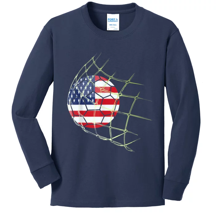 USA  National Team Soccer Jersey 2022 American Ball Flag Kids Long Sleeve Shirt