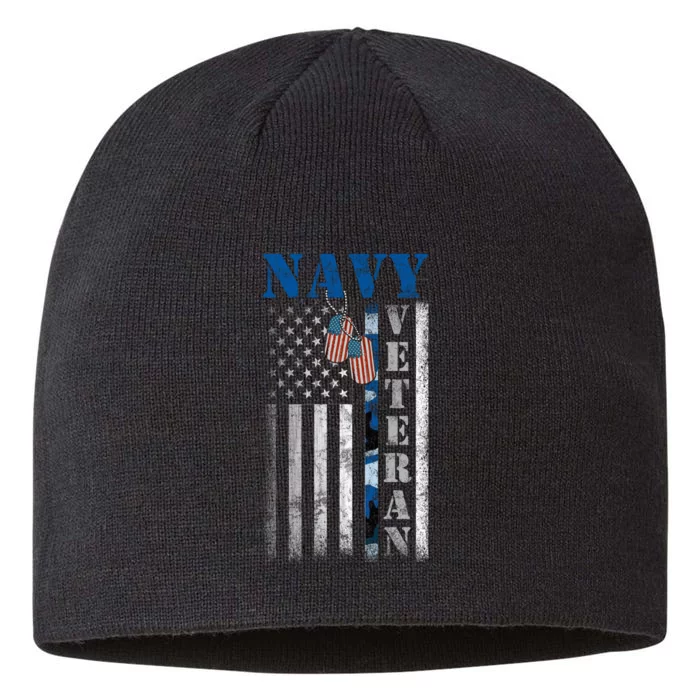 US Na Vy Patriotic Flag Na Vy Veteran Gift 8 1/2in Sustainable Knit Beanie