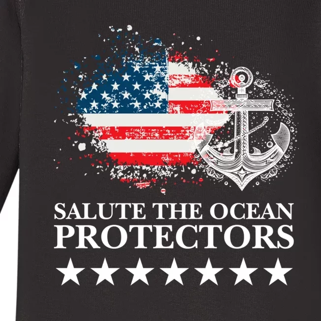 U.S.A NavyDay Veterans Military Pride Patriotic Memorial Baby Long Sleeve Bodysuit