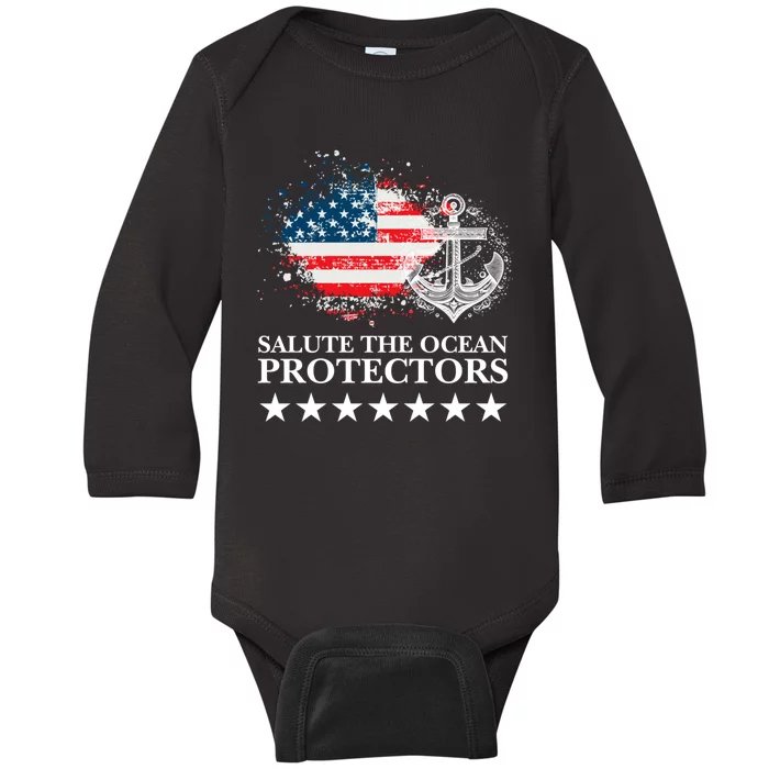 U.S.A NavyDay Veterans Military Pride Patriotic Memorial Baby Long Sleeve Bodysuit