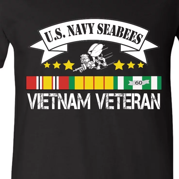 US. Na Vy Sea Bee Vietnam Veteran Flag V-Neck T-Shirt