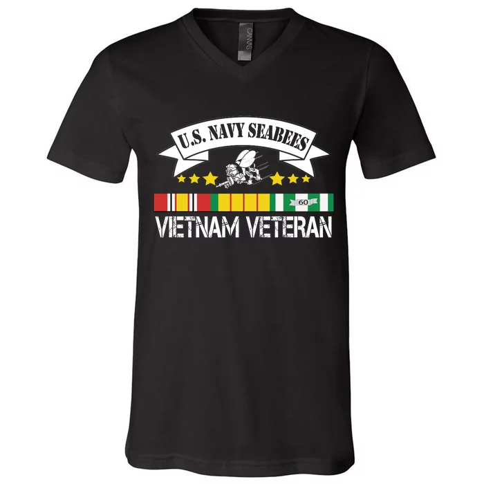 US. Na Vy Sea Bee Vietnam Veteran Flag V-Neck T-Shirt