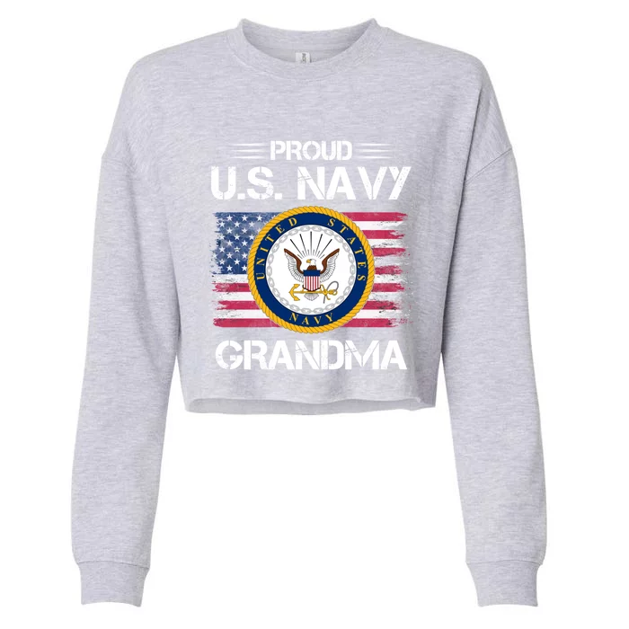 Us Na Vy Proud Grandma Proud Us Na Vy Grandma Veteran Day Funny Gift Cropped Pullover Crew