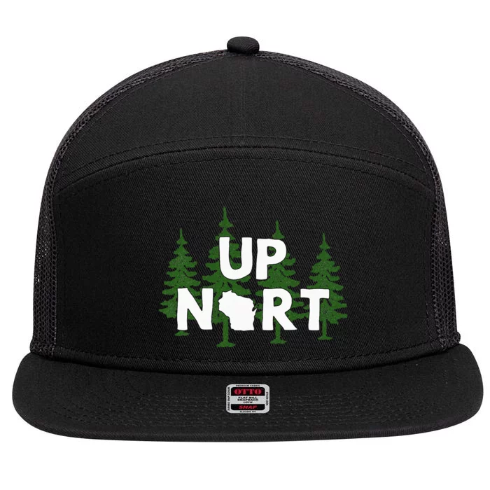 Up Nort Wisconsin Yooper Up North 7 Panel Mesh Trucker Snapback Hat