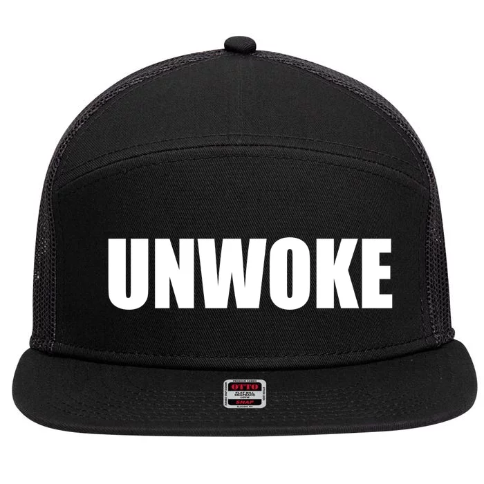 UNWOKE Anti Woke Counter Culture Fake Woke Classic 7 Panel Mesh Trucker Snapback Hat