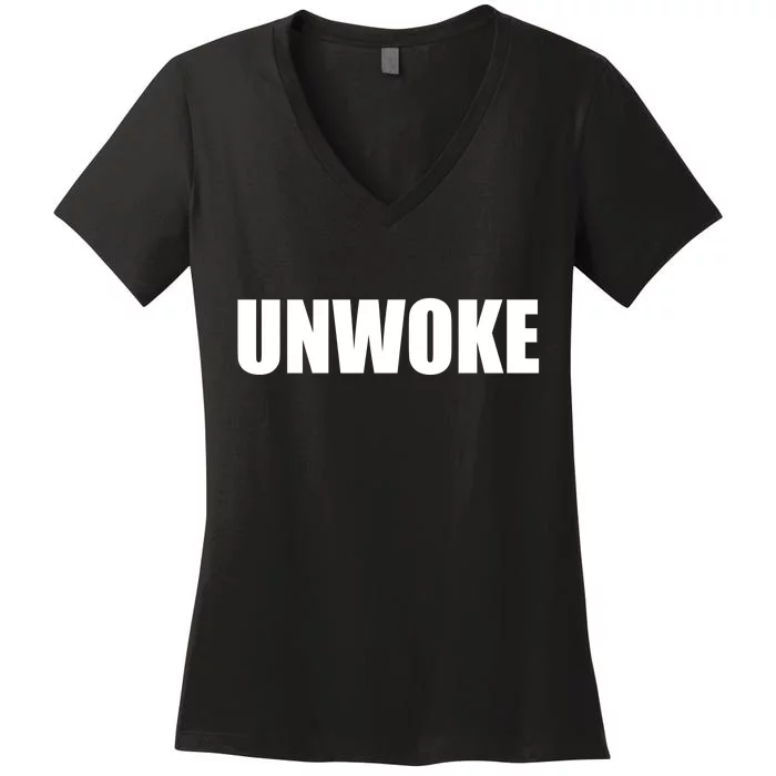 UNWOKE Anti Woke Counter Culture Fake Woke Classic Women's V-Neck T-Shirt